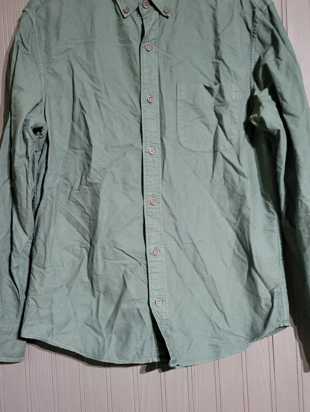 J. Crew Long Sleeve Button Down Shirt Slim Untucked Cotton Green Men's Medium